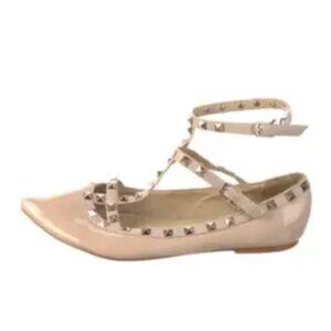 Valentino Garavani Rockstud Caged Flats in Nude Size 40